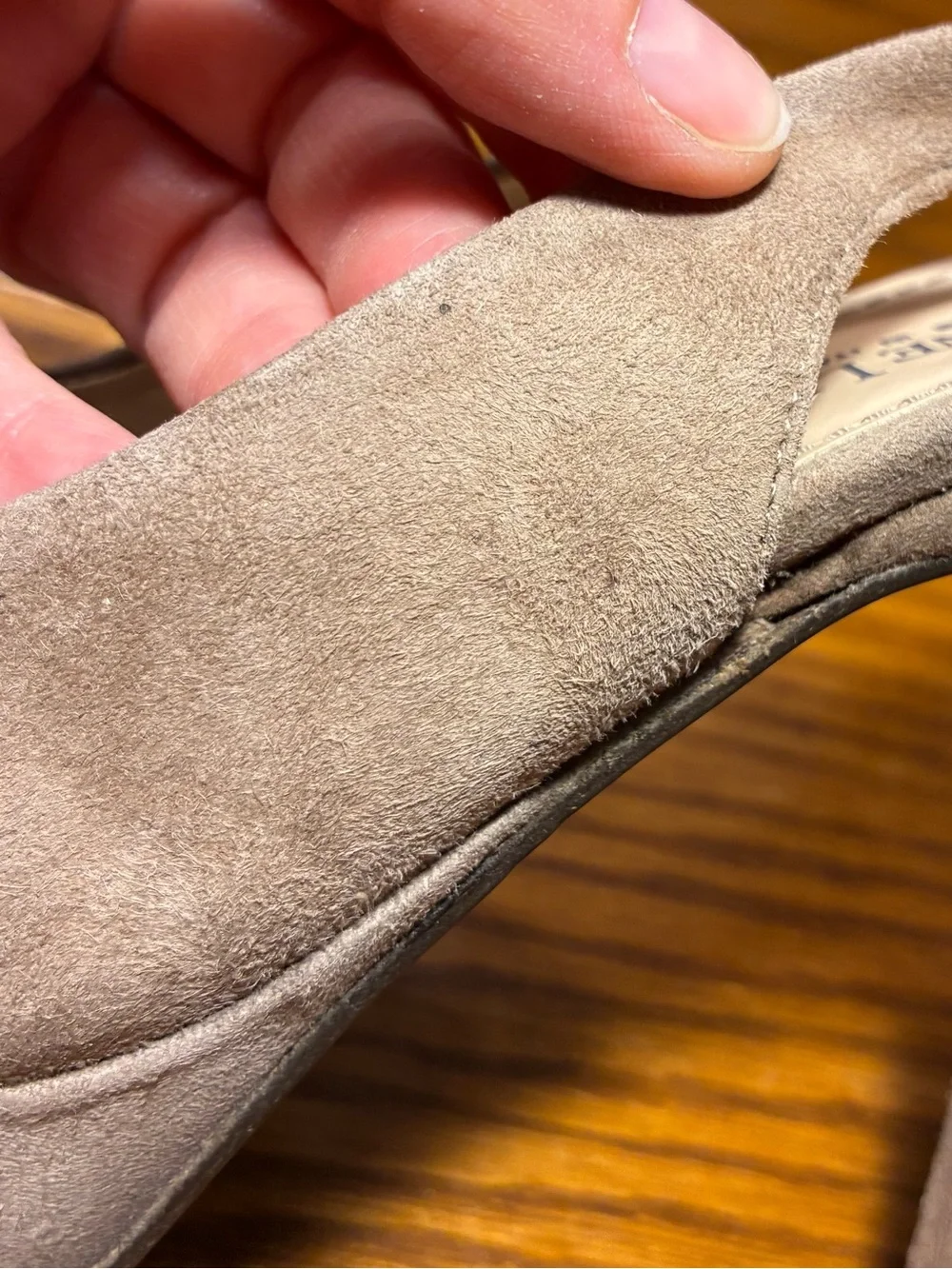Gastone Lucioli ITALY Beaded Suede Platform Slingback Heels Taupe EU 38.5 US 8